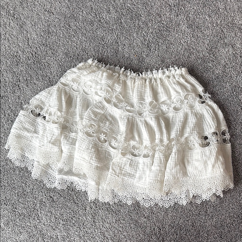 Surf Gypsy Cream Bubble Mini Skirt with Ruffled Tiers